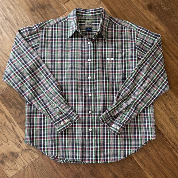 Cruel Girl Blue Green Red Plaid Button Down Long Sleeve Shirt Women's Size L - Picture 1 of 11
